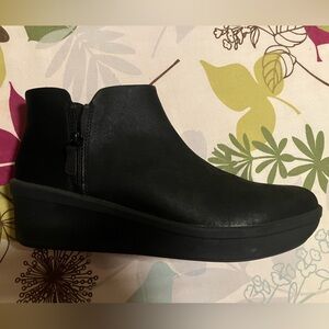 Black wedge Ankle Boots by Clarks size 12